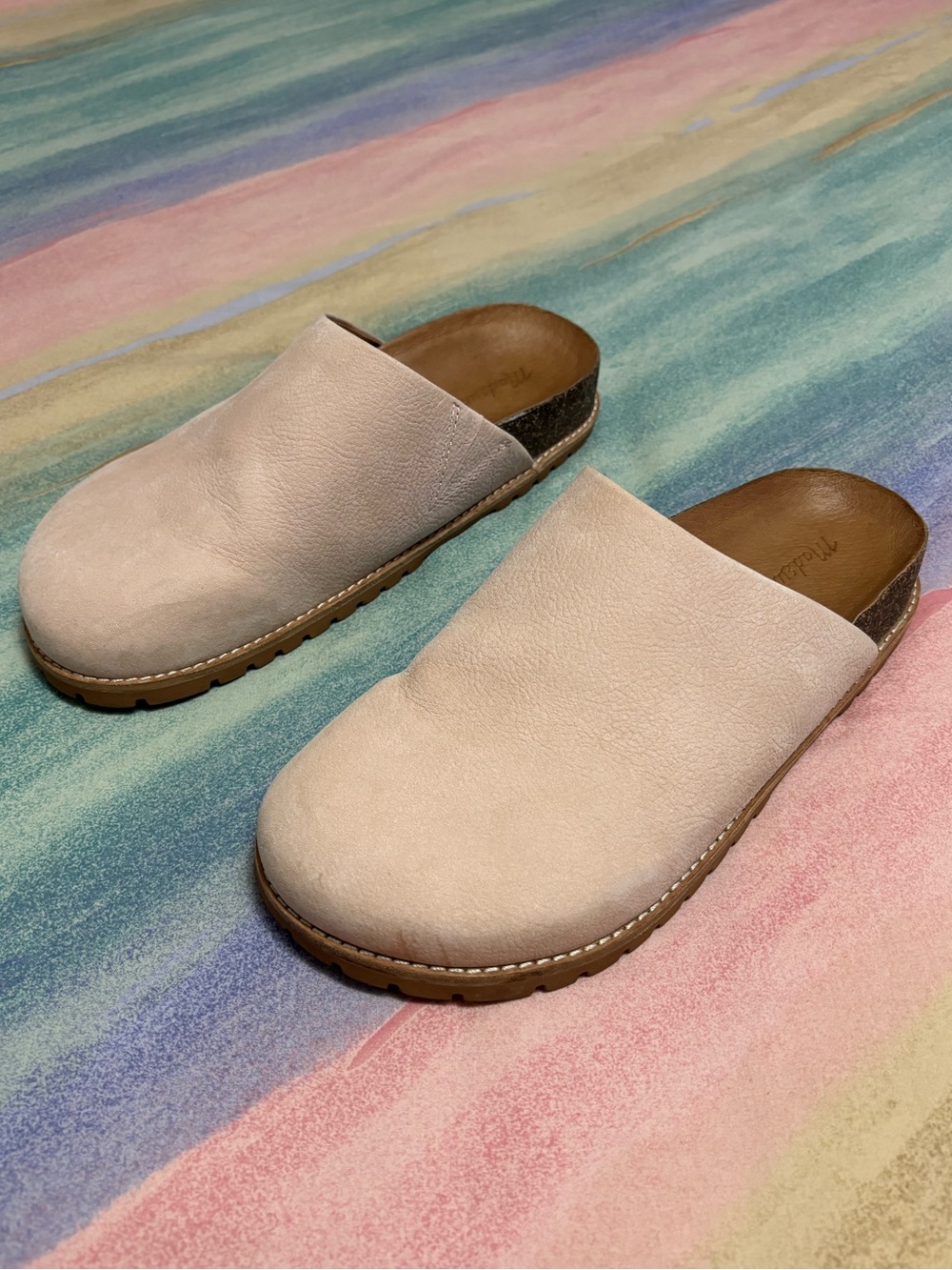 Madewell The Layne Clog Mule in Nubuck size 8 dusty blush